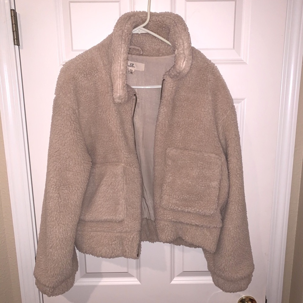 Cream Fuzzy Teddy Jacket - Picture 3 of 4